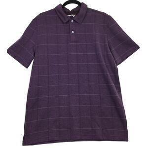 Allen Oliver Men’s Purple Plaid Preppy Collared Short Sleeve Golf Polo Shirt M